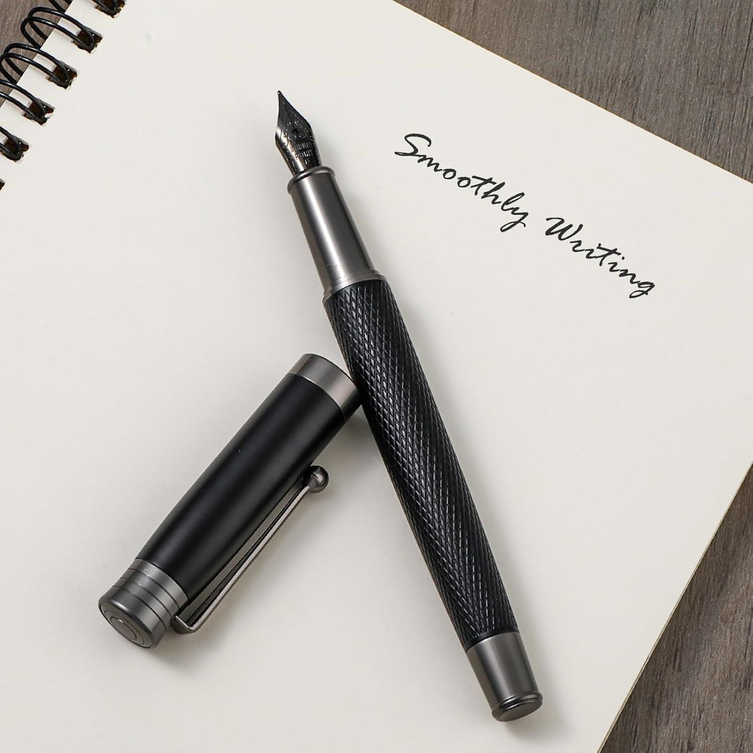 Juego de Pluma Fuente TIESOME Metal 0.5mm Punta Fina con 6 Cartuchos