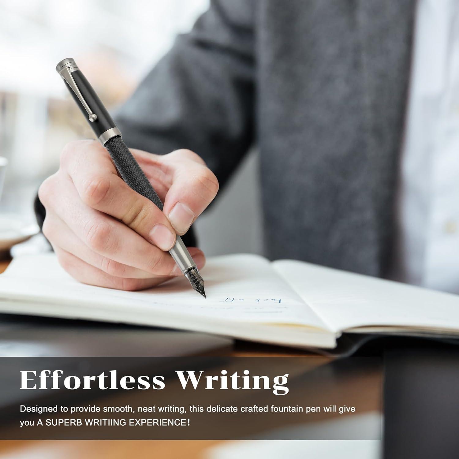 Juego de Pluma Fuente TIESOME Metal 0.5mm Punta Fina con 6 Cartuchos