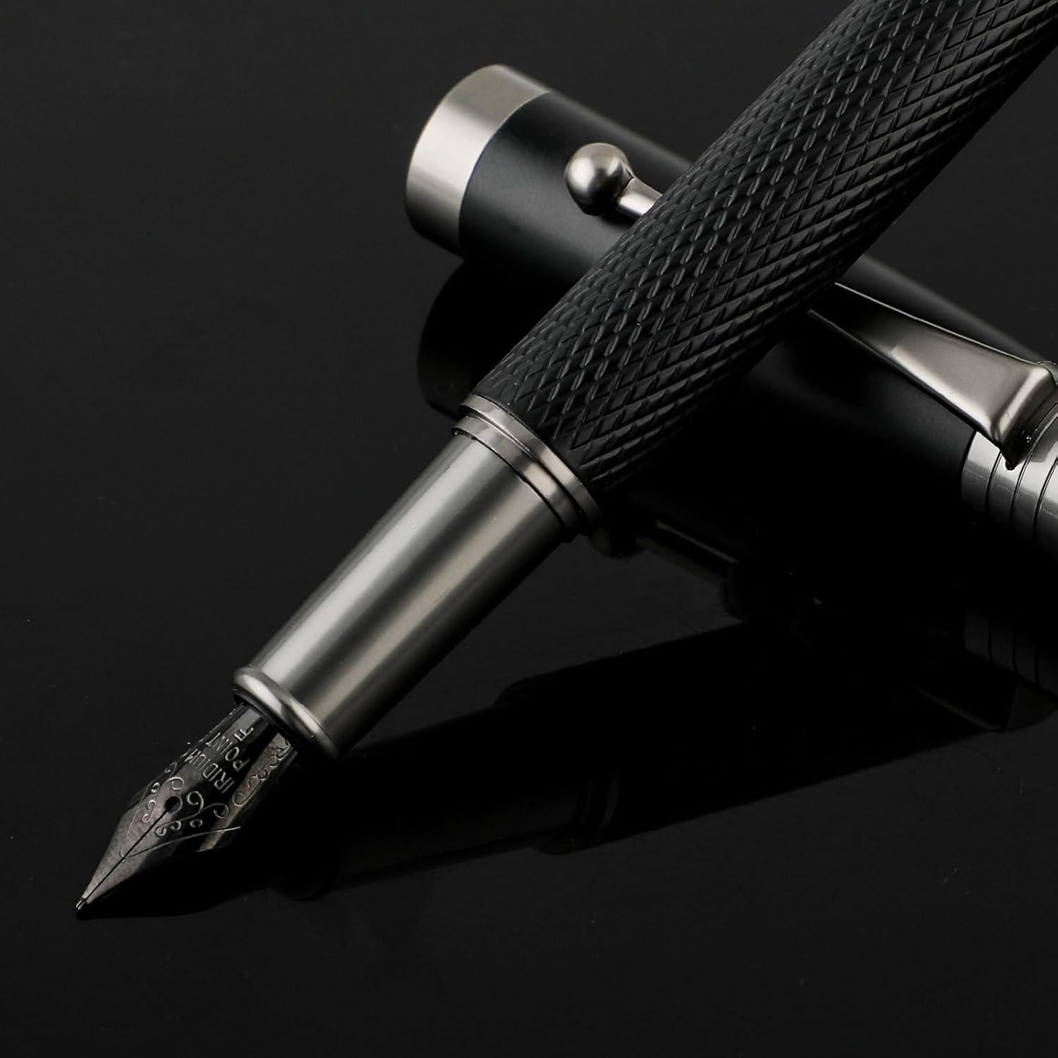 Juego de Pluma Fuente TIESOME Metal 0.5mm Punta Fina con 6 Cartuchos