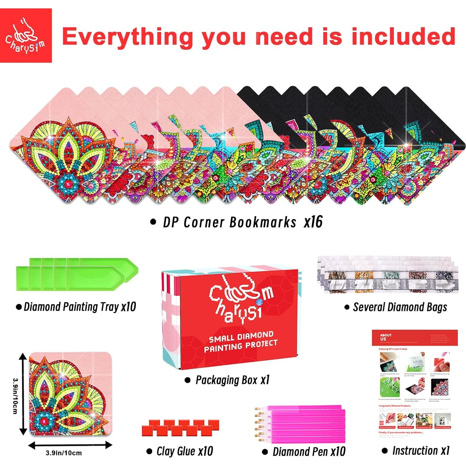 Set de 16 Marcadores de Diamante CharySim Mandala DIY