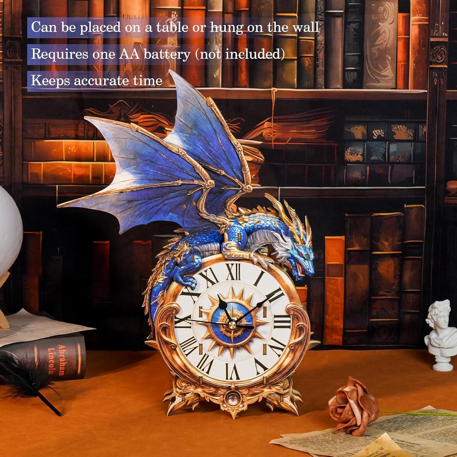 Rompecabezas 3D de Madera Pijesaksa Reloj Dragón Azul