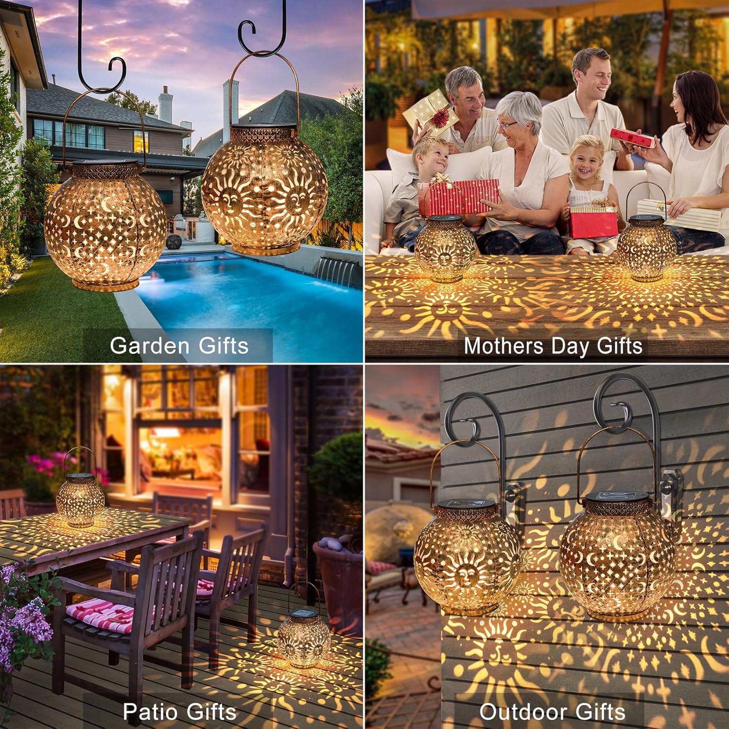 Linternas Solares Go2garden 2Pack Luna y Sol para Jardín