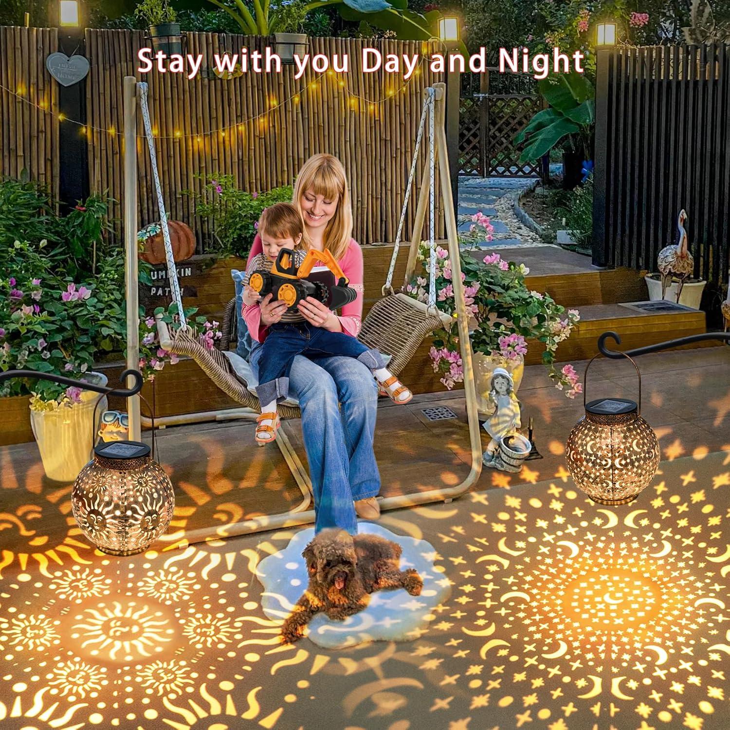 Linternas Solares Go2garden 2Pack Luna y Sol para Jardín