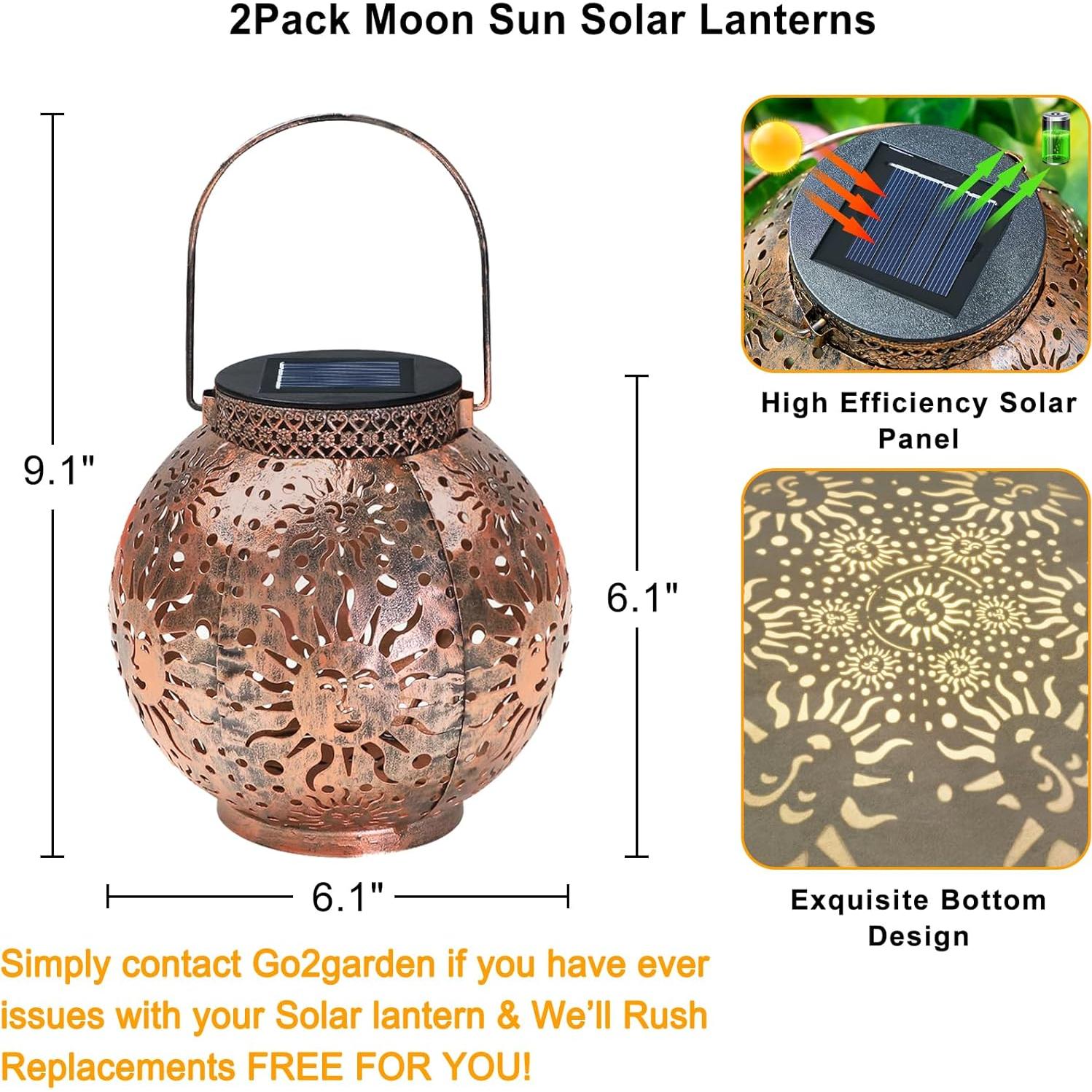 Linternas Solares Go2garden 2Pack Luna y Sol para Jardín