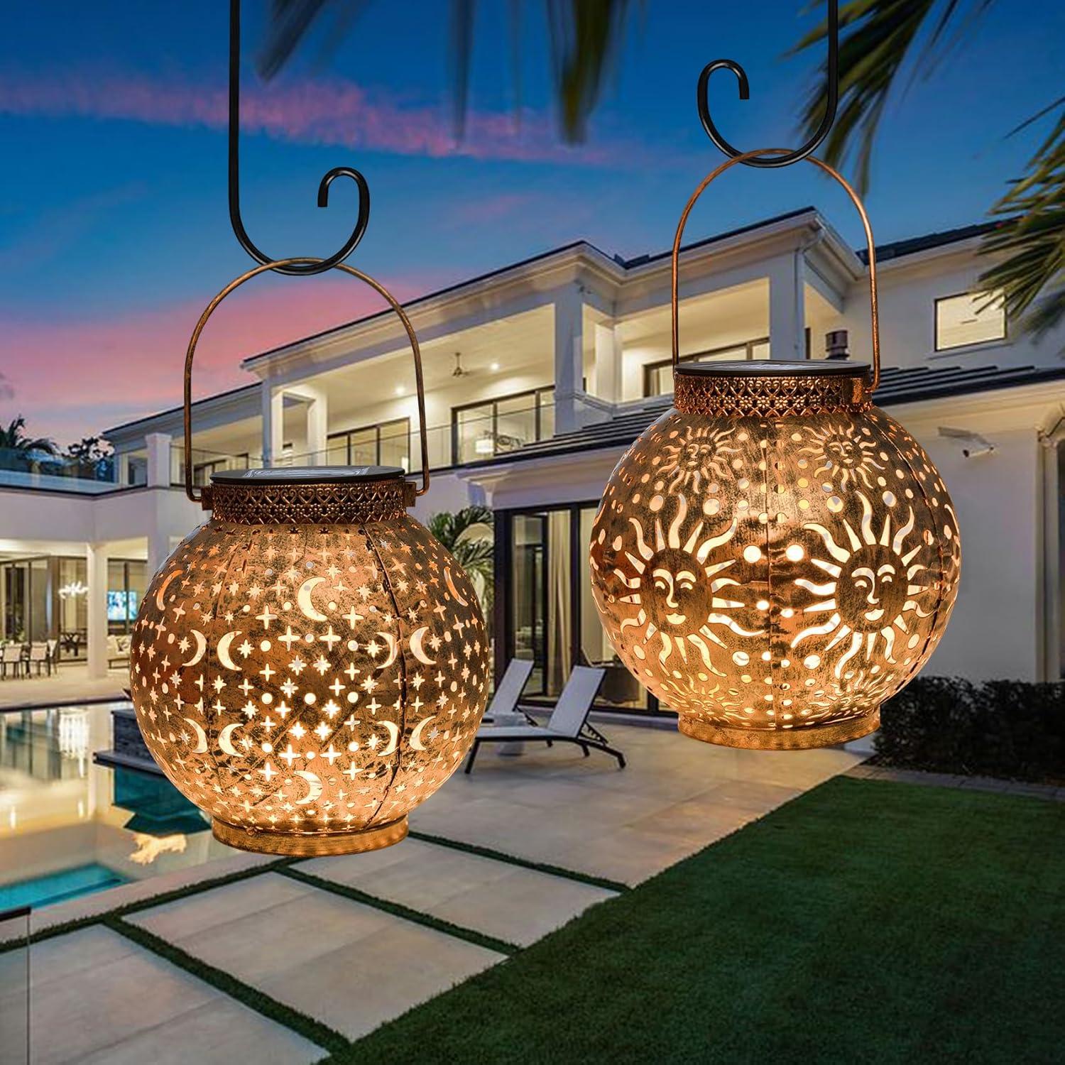 Linternas Solares Go2garden 2Pack Luna y Sol para Jardín