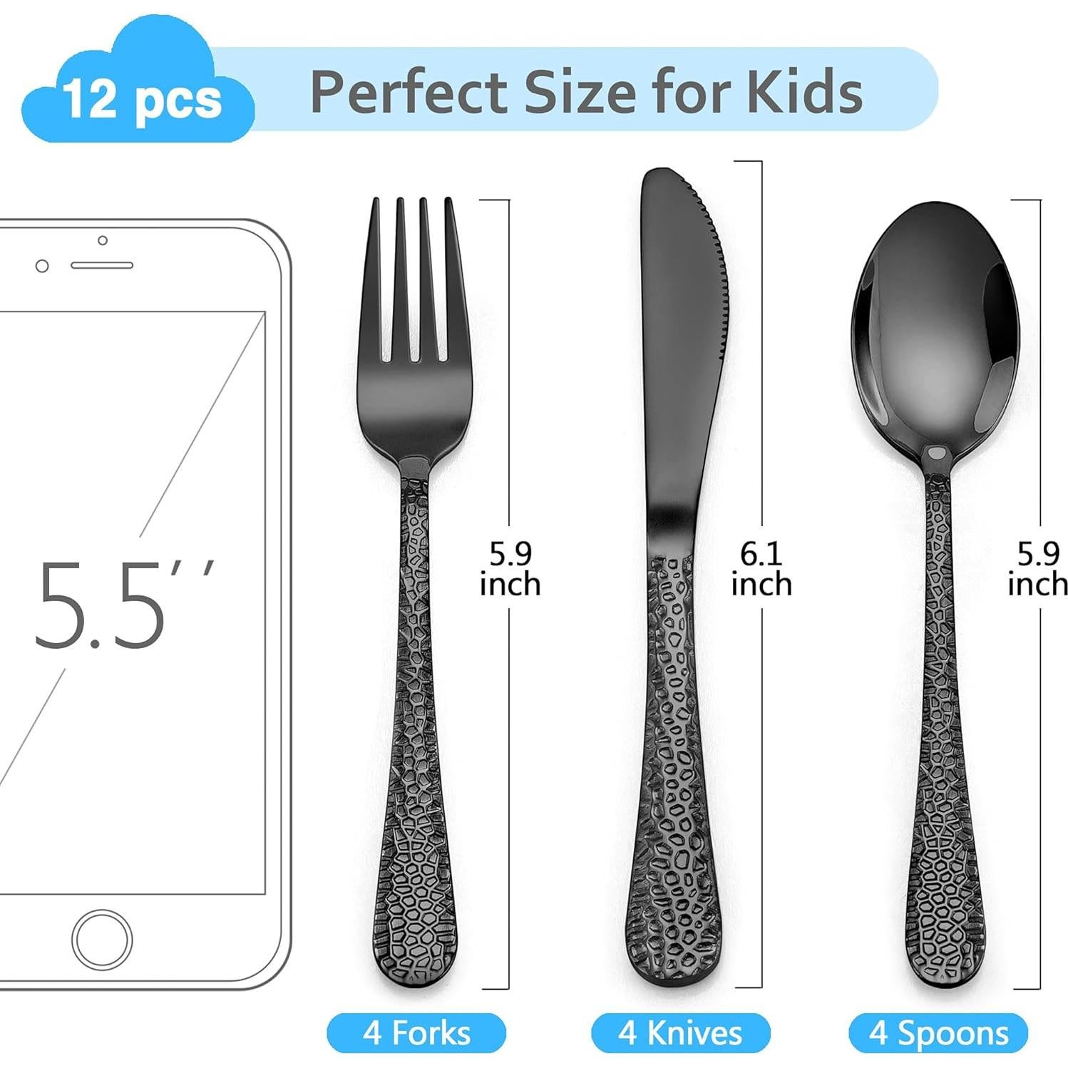 Set de Cubiertos para Niños LIANYU 12 Piezas Acero Inoxidable