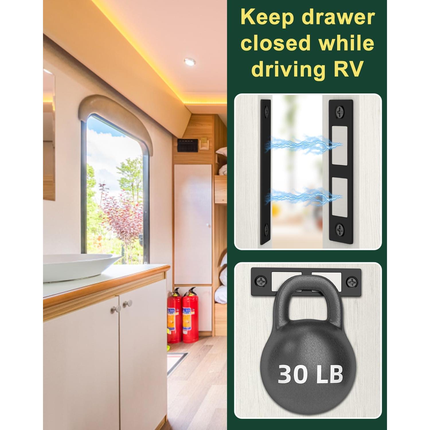 Pestillo Magnético Jiayi 30 lbs Negro - 2 Paquete Ultra Delgado