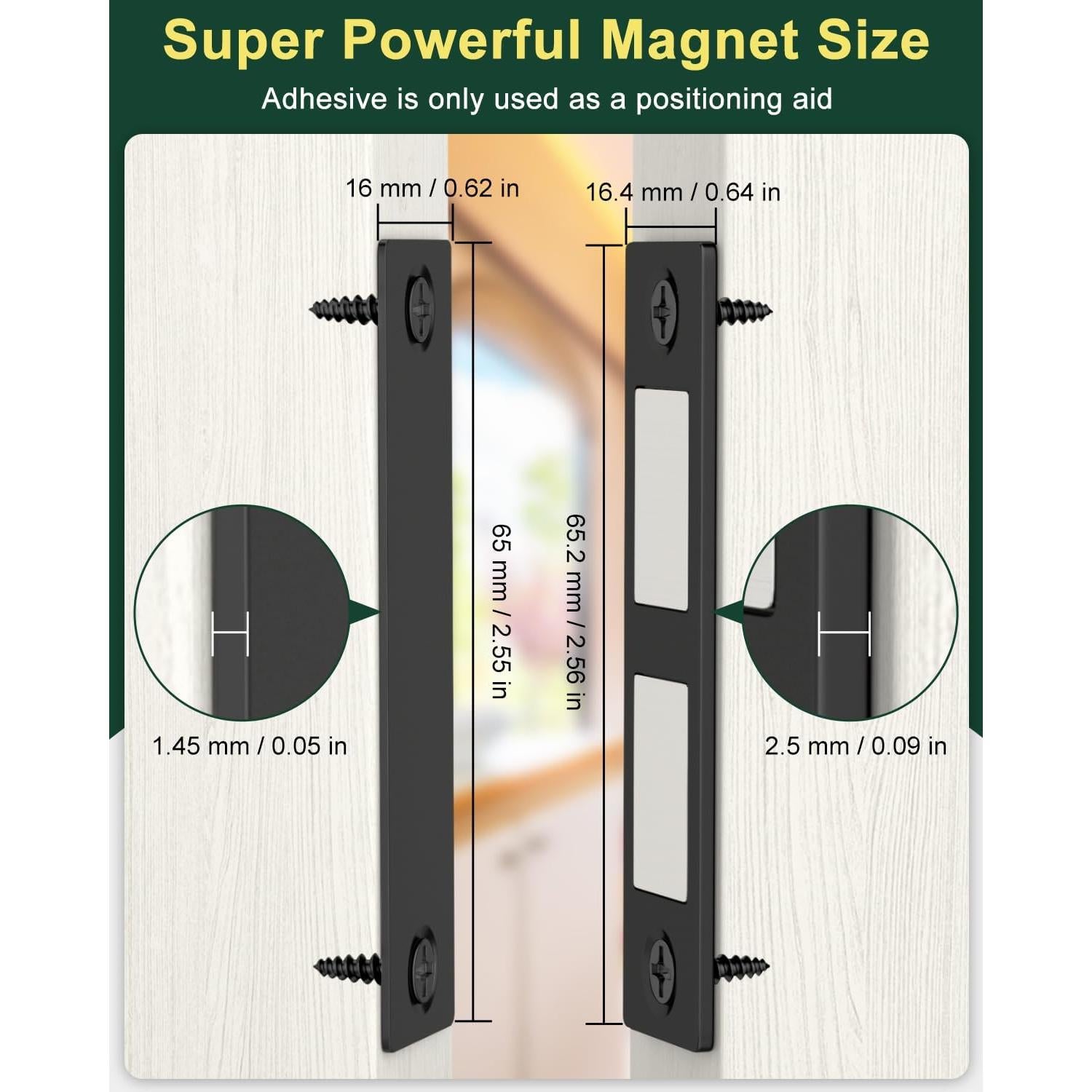 Pestillo Magnético Jiayi 30 lbs Negro - 2 Paquete Ultra Delgado