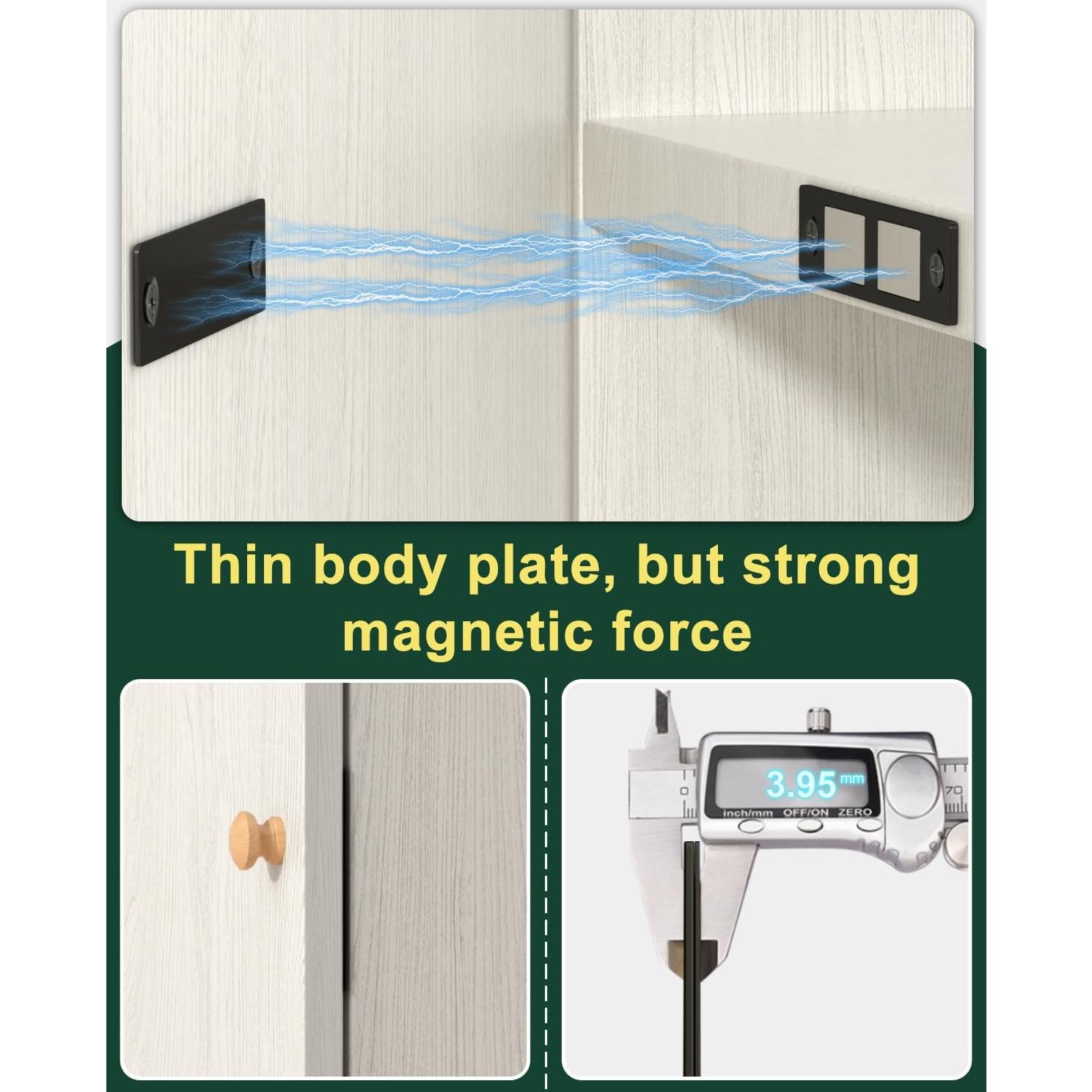 Pestillo Magnético Jiayi 30 lbs Negro - 2 Paquete Ultra Delgado