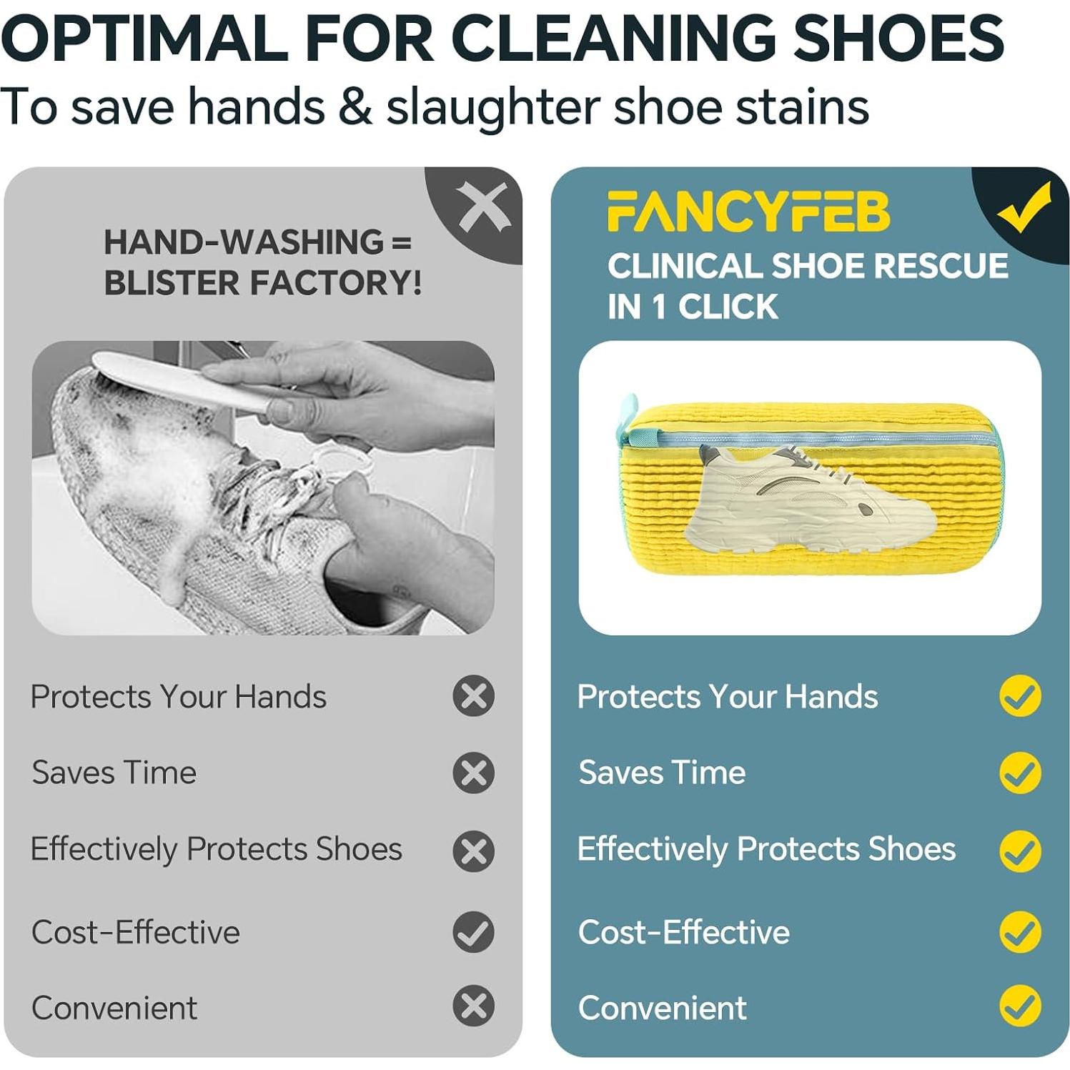 Bolsa para Lavar Zapatos FANCYFEB 2 Pcs Reutilizables Amarillo