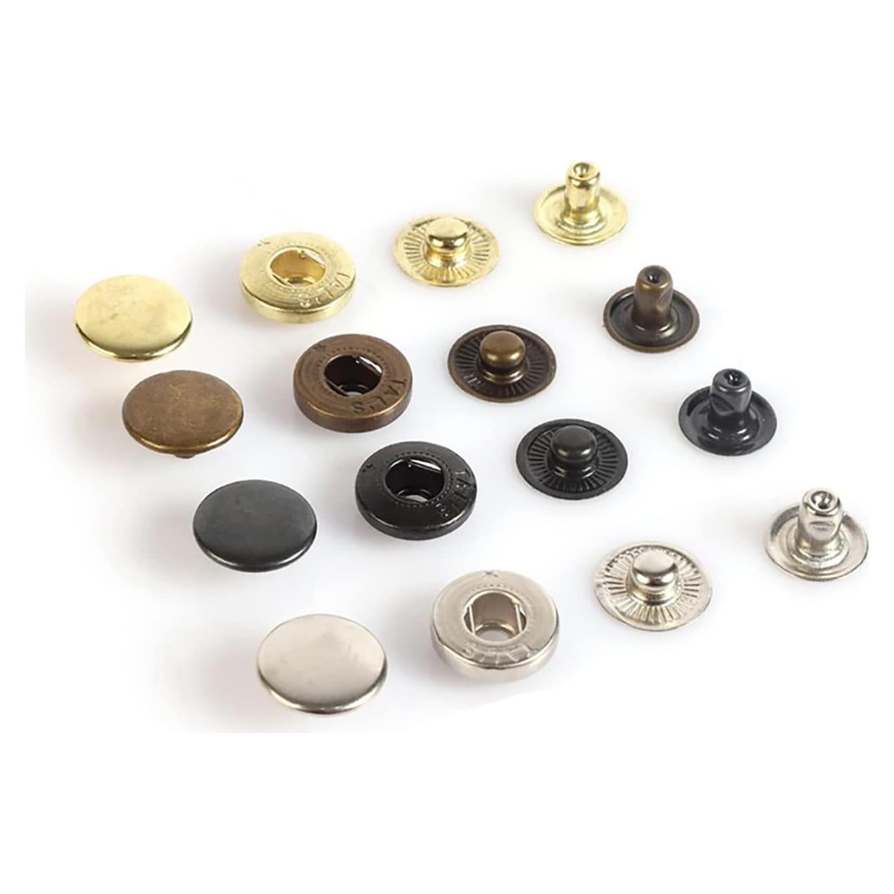 100 Juegos Botones a Presión 15mm Hobby Trendy Negro