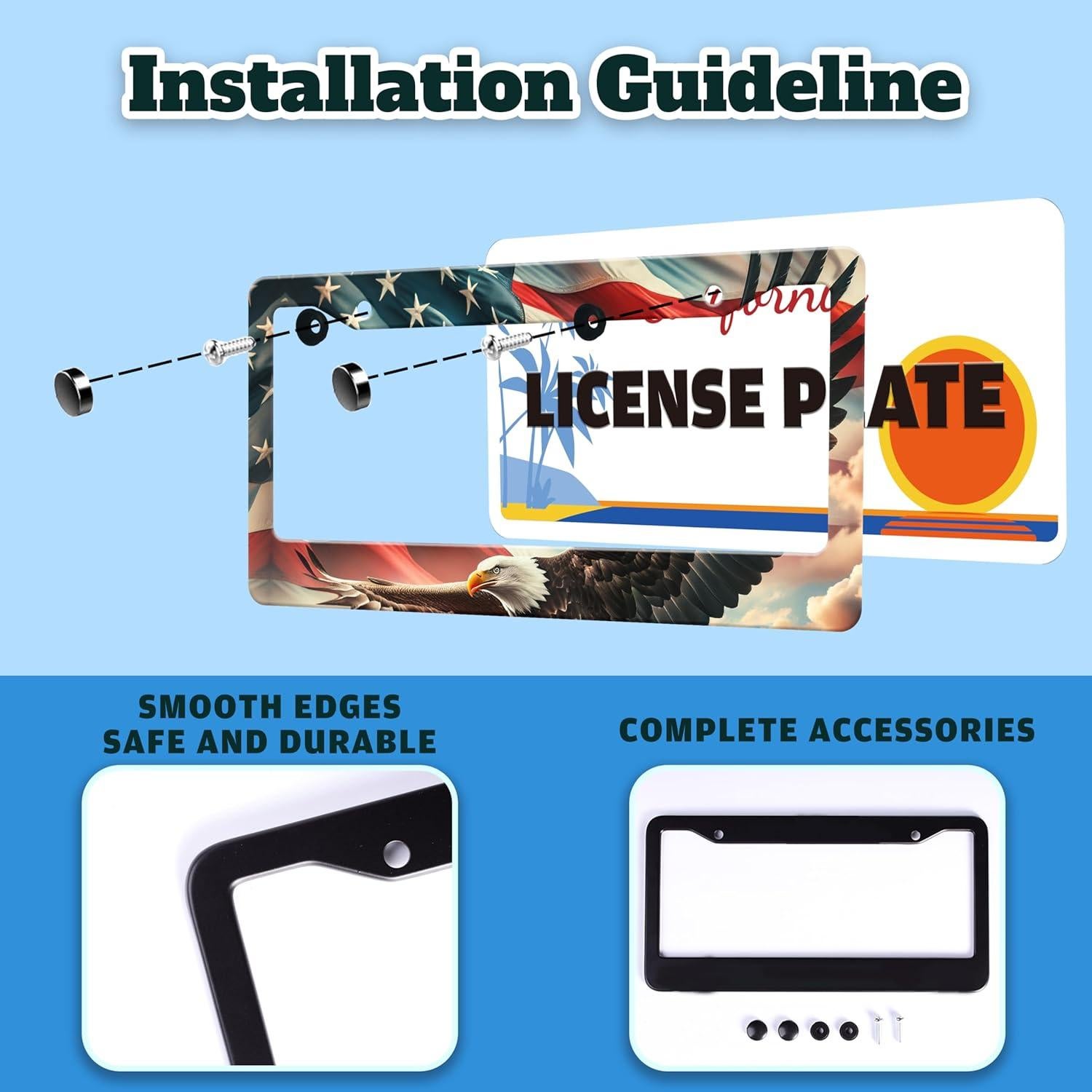 Marco de Placa de Licencia TINALUIN Acero Inoxidable 16x30.9cm