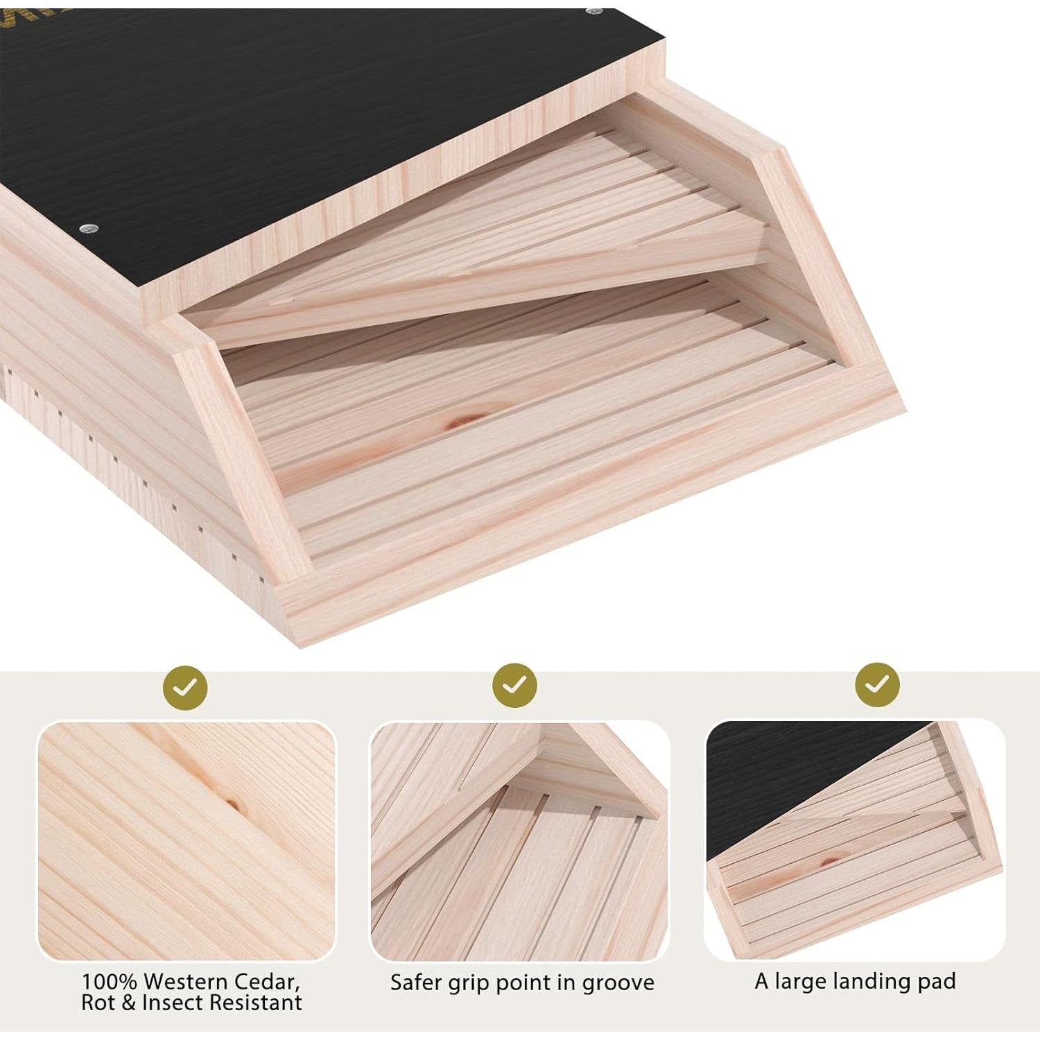 Casa de Murciélagos MIXXIDEA Doble Cámara Madera de Cedro