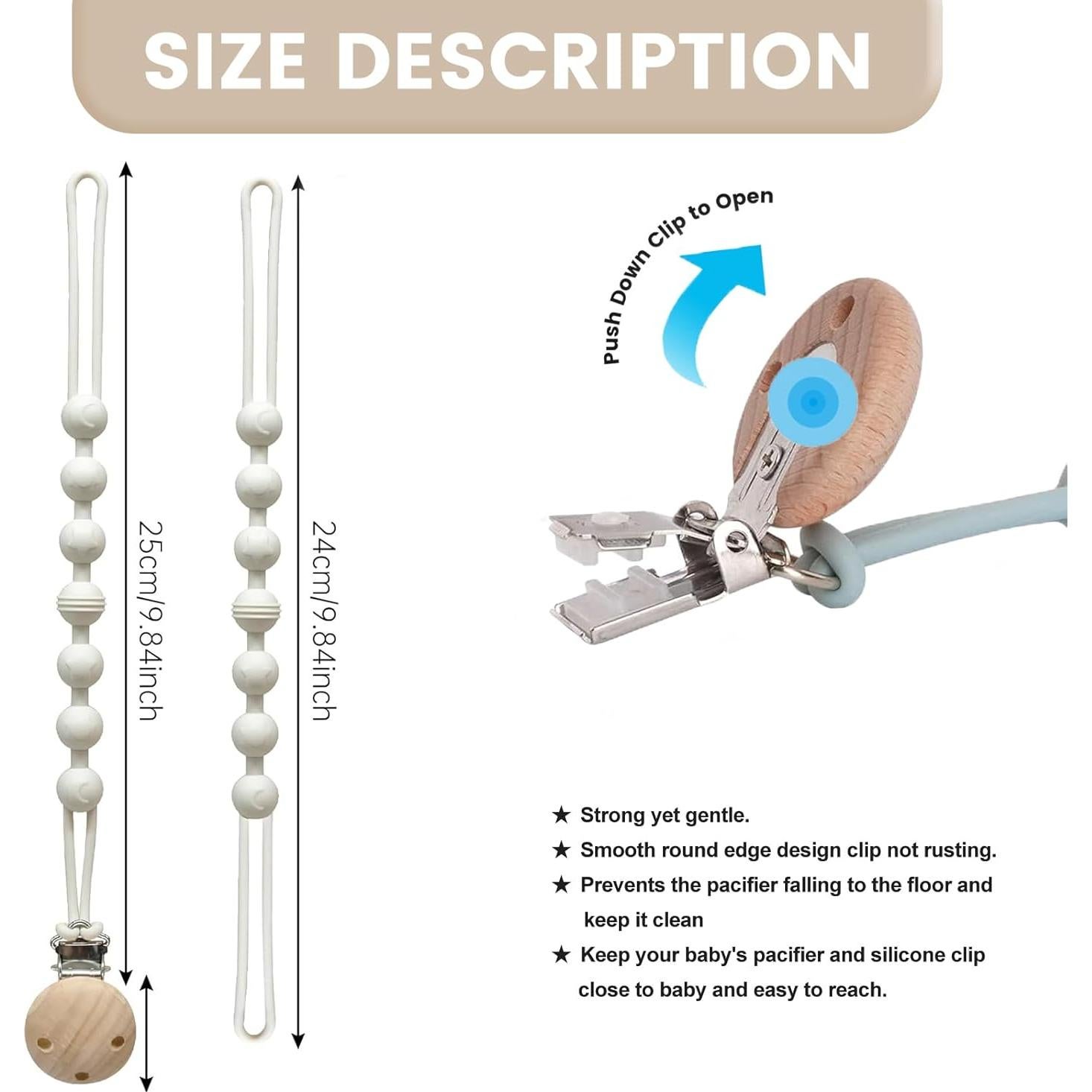 Clip de Chupete MORIBOX 5 Paquetes Libre de BPA 23 cm