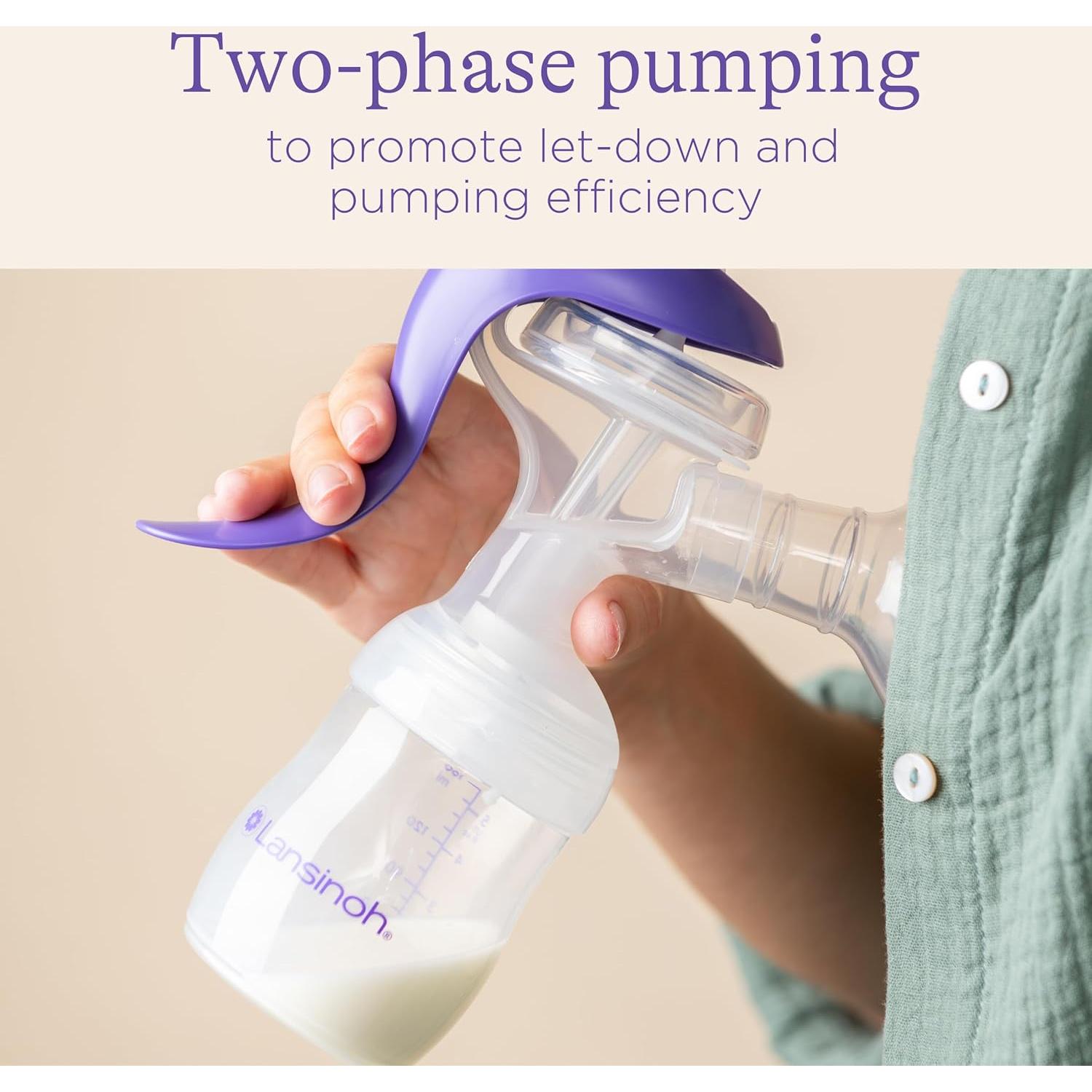 Extractor de Leche Manual Lansinoh + 3 Botellas 150ml Tetinas