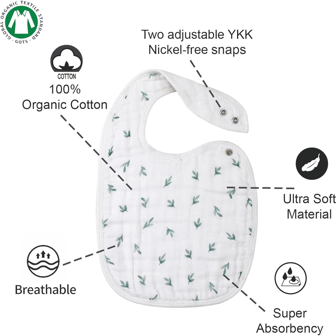 Baberos de Muselina 100% Algodón Jungle Animal - Paquete de 3