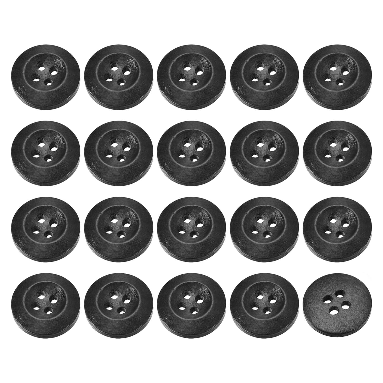 50 Botones de Madera Redondos uxcell 23mm 4 Agujeros Negro