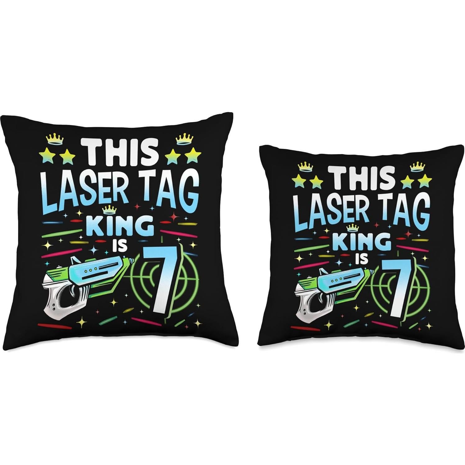 Laser Tag King Is 7 Funny Boy Lazer Tag Indoor Lasertag Throw Pillow