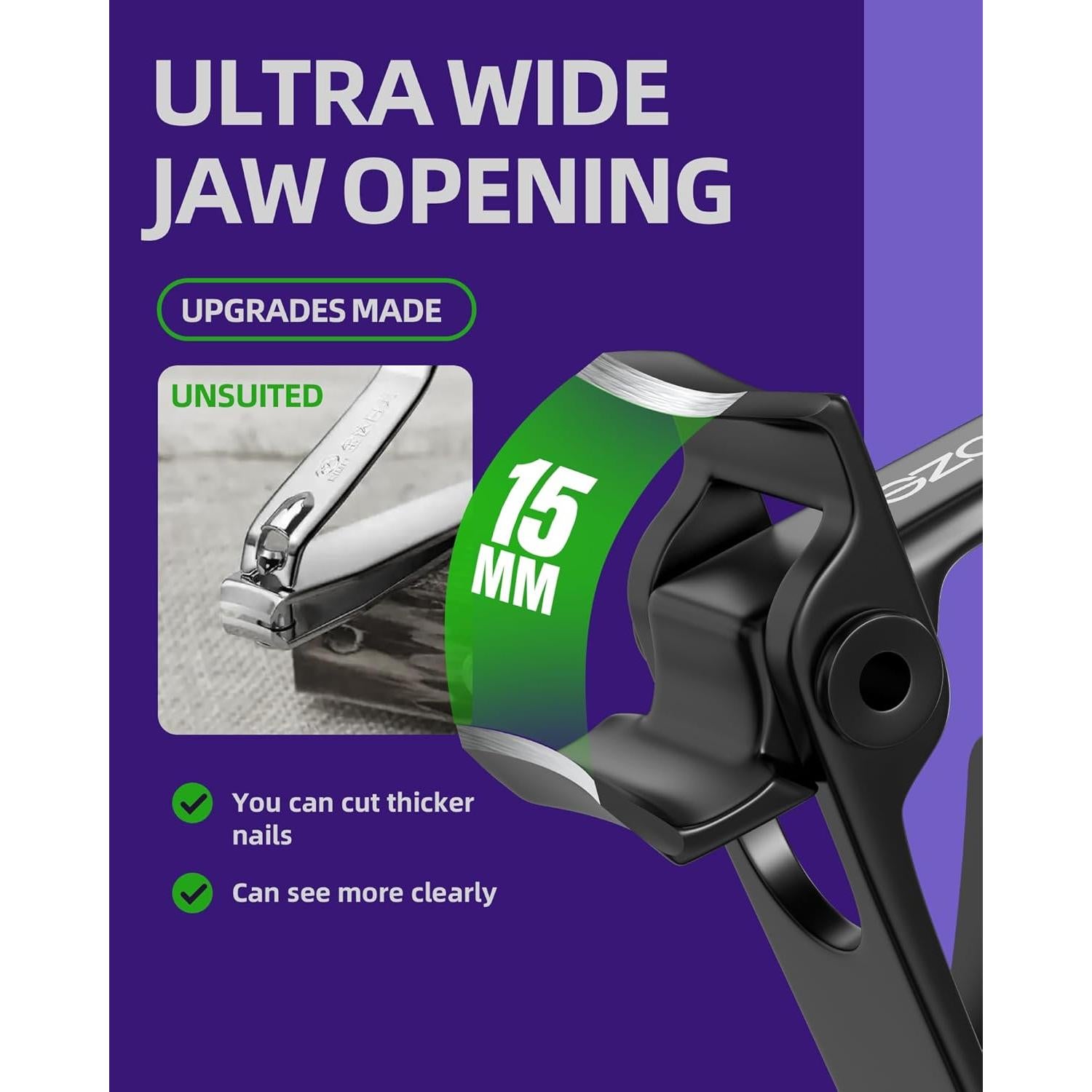 Cortauñas Ultra Ancho SZQHT para Uñas Gruesas - Acero Inoxidable