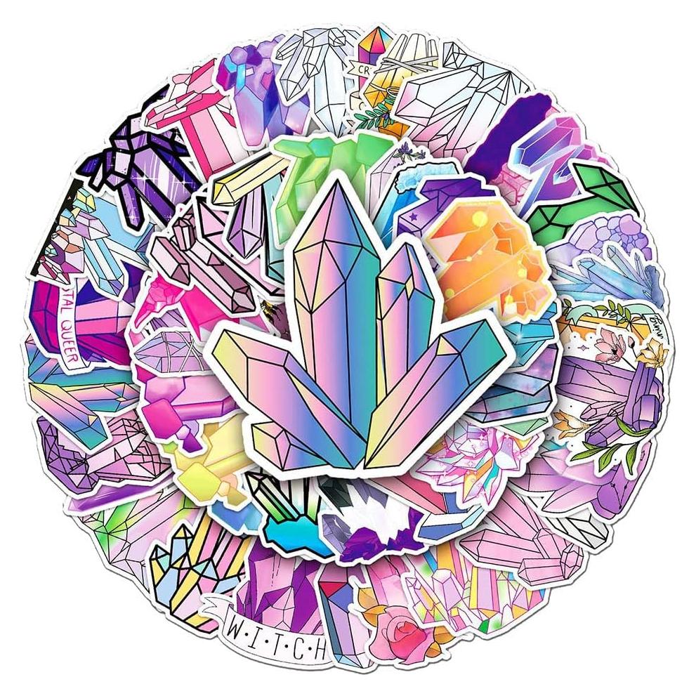 Pegatinas de Cristal Coloridas Qaxrocyn - 50 Pcs Impermeables