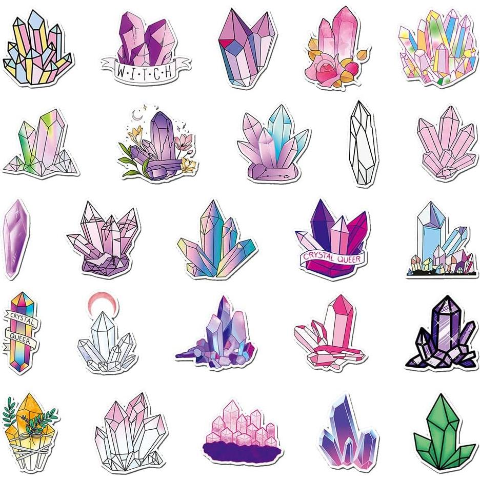 Pegatinas de Cristal Coloridas Qaxrocyn - 50 Pcs Impermeables