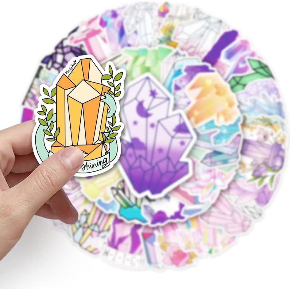 Pegatinas de Cristal Coloridas Qaxrocyn - 50 Pcs Impermeables