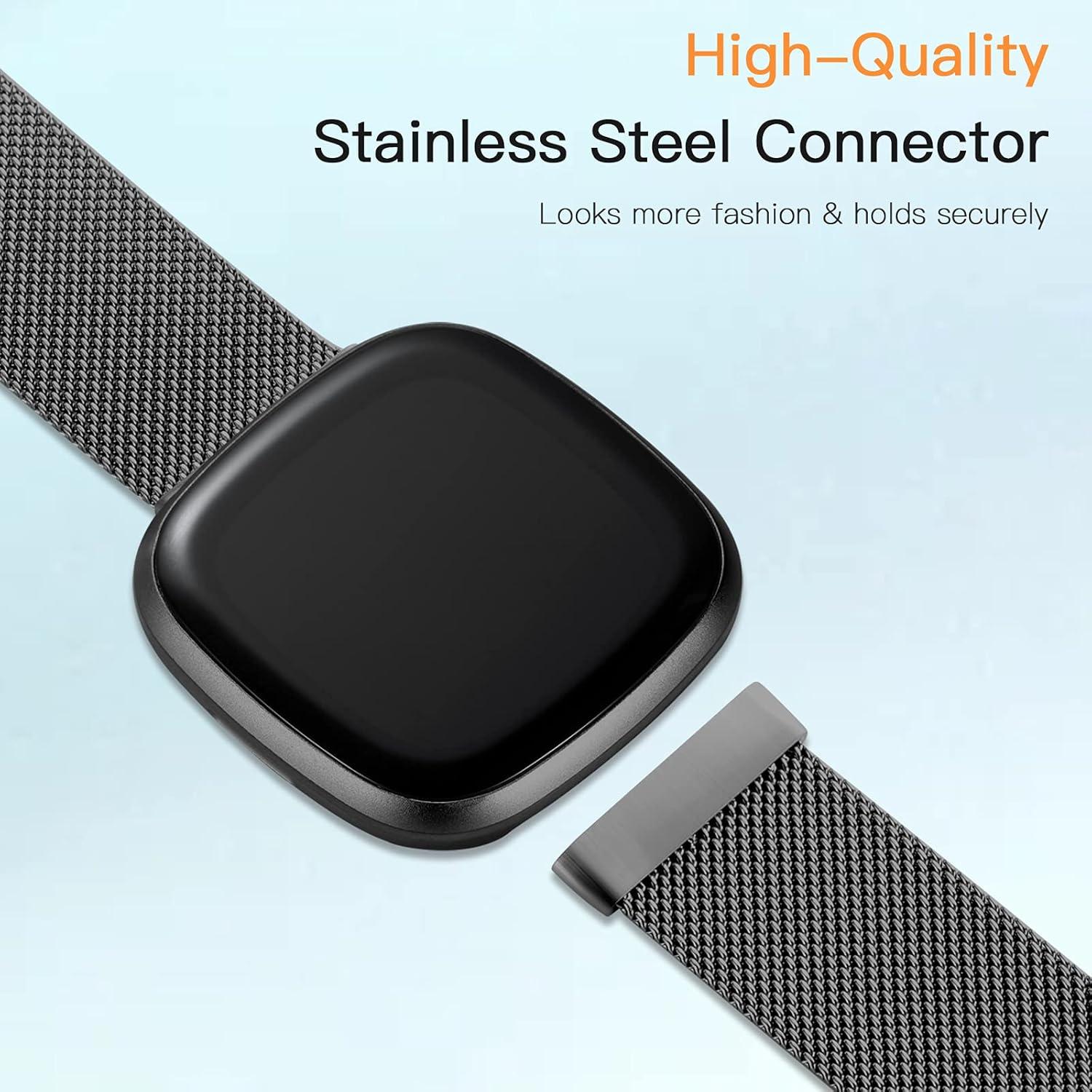 Banda de Metal de Malla ZWGKKYGYH para Fitbit Sense y Versa