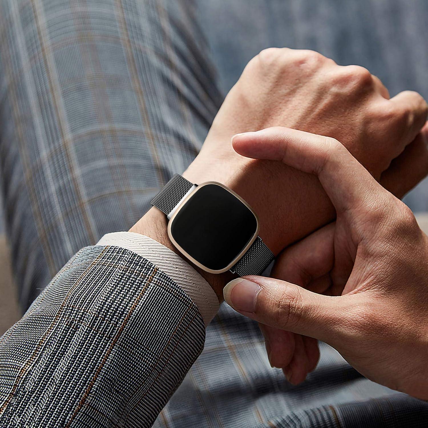 Banda de Metal de Malla ZWGKKYGYH para Fitbit Sense y Versa