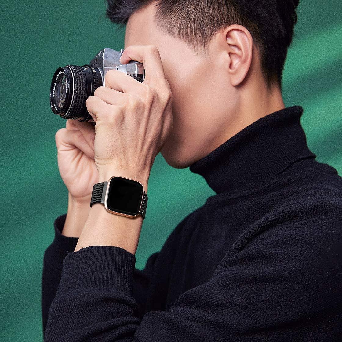 Banda de Metal de Malla ZWGKKYGYH para Fitbit Sense y Versa