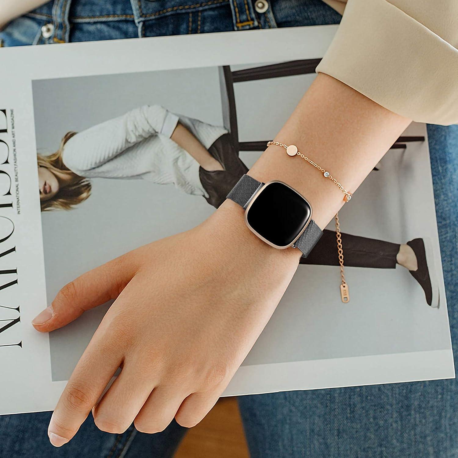 Banda de Metal de Malla ZWGKKYGYH para Fitbit Sense y Versa