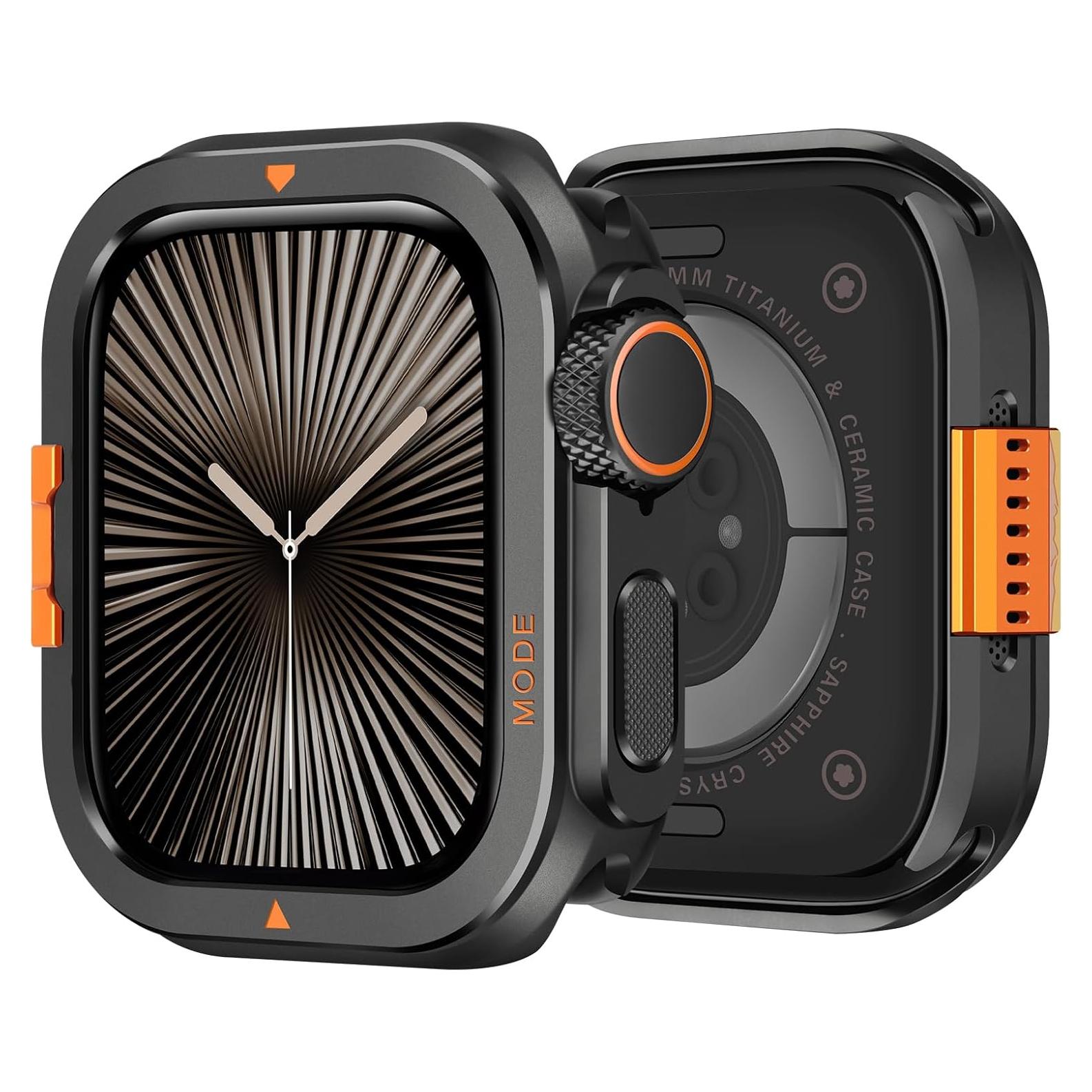 Funda Metálica Bisikor 2 en 1 para Apple Watch 46mm Negra