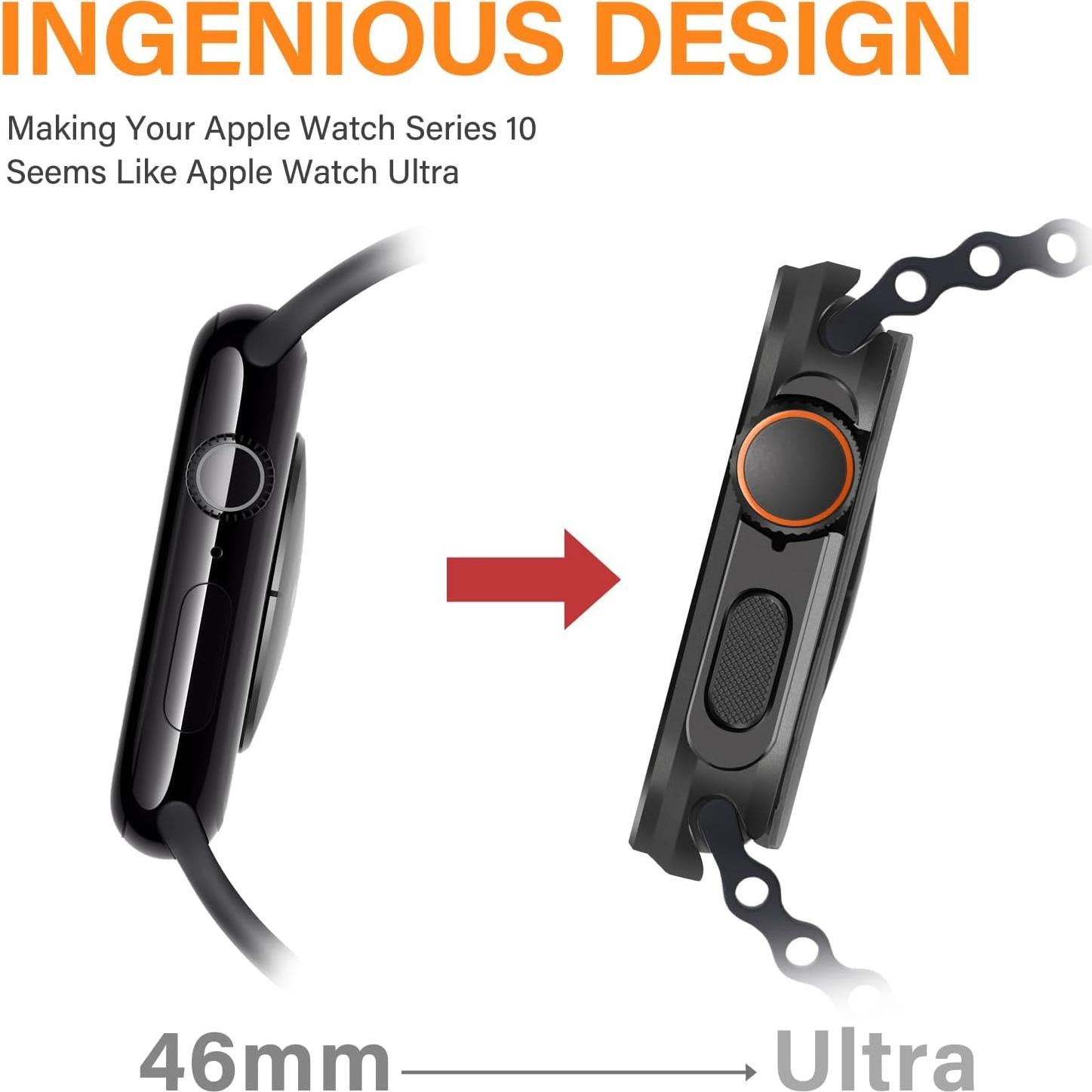 Funda Metálica Bisikor 2 en 1 para Apple Watch 46mm Negra