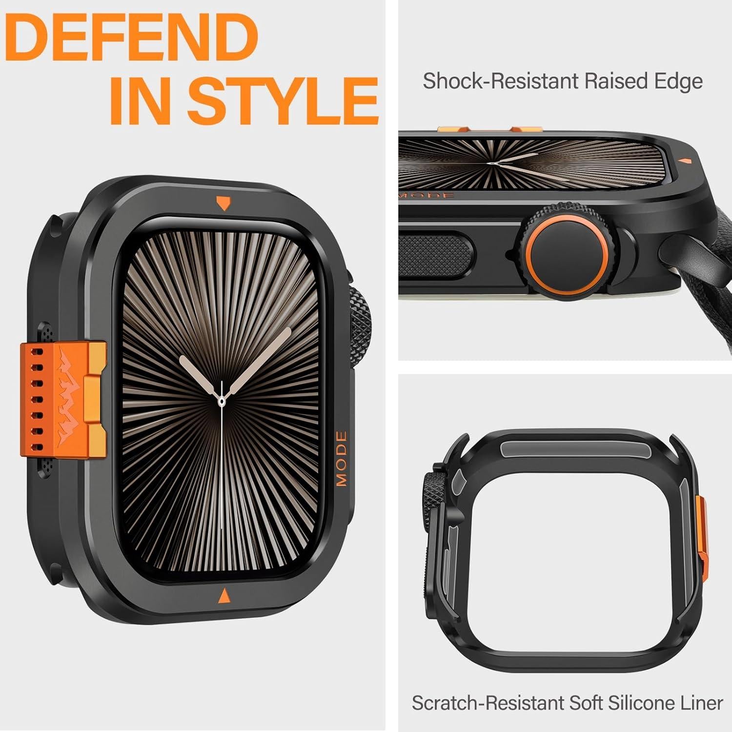 Funda Metálica Bisikor 2 en 1 para Apple Watch 46mm Negra