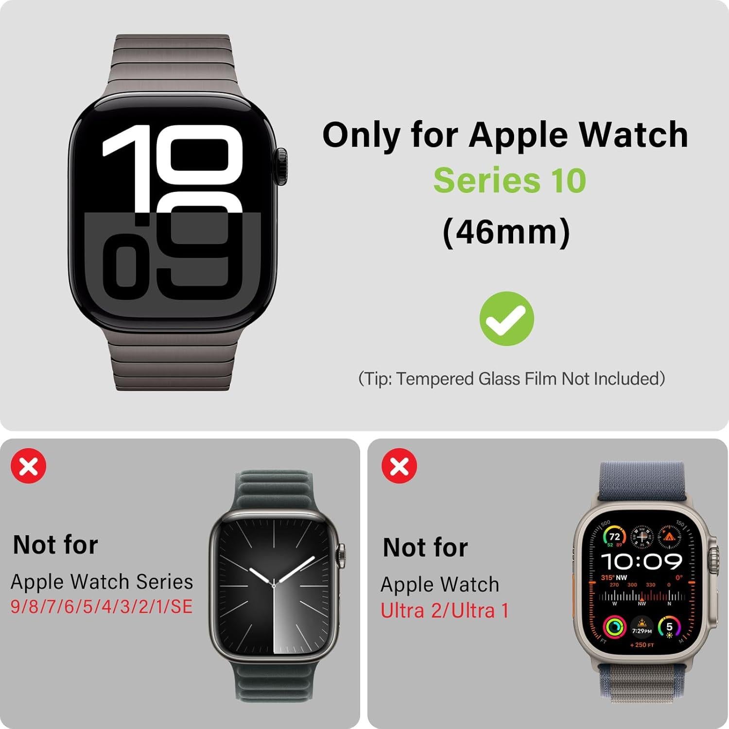 Funda Metálica Bisikor 2 en 1 para Apple Watch 46mm Negra