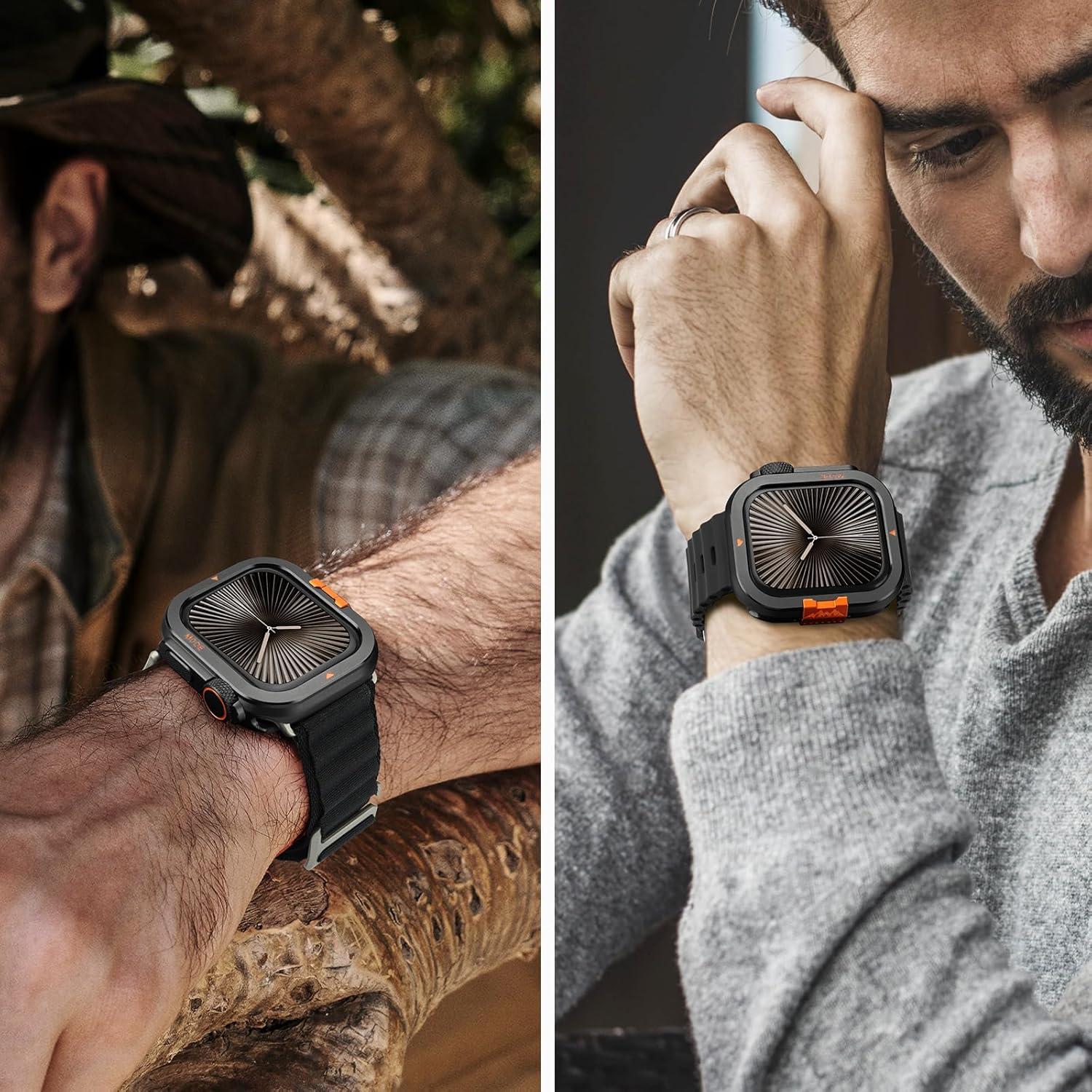 Funda Metálica Bisikor 2 en 1 para Apple Watch 46mm Negra