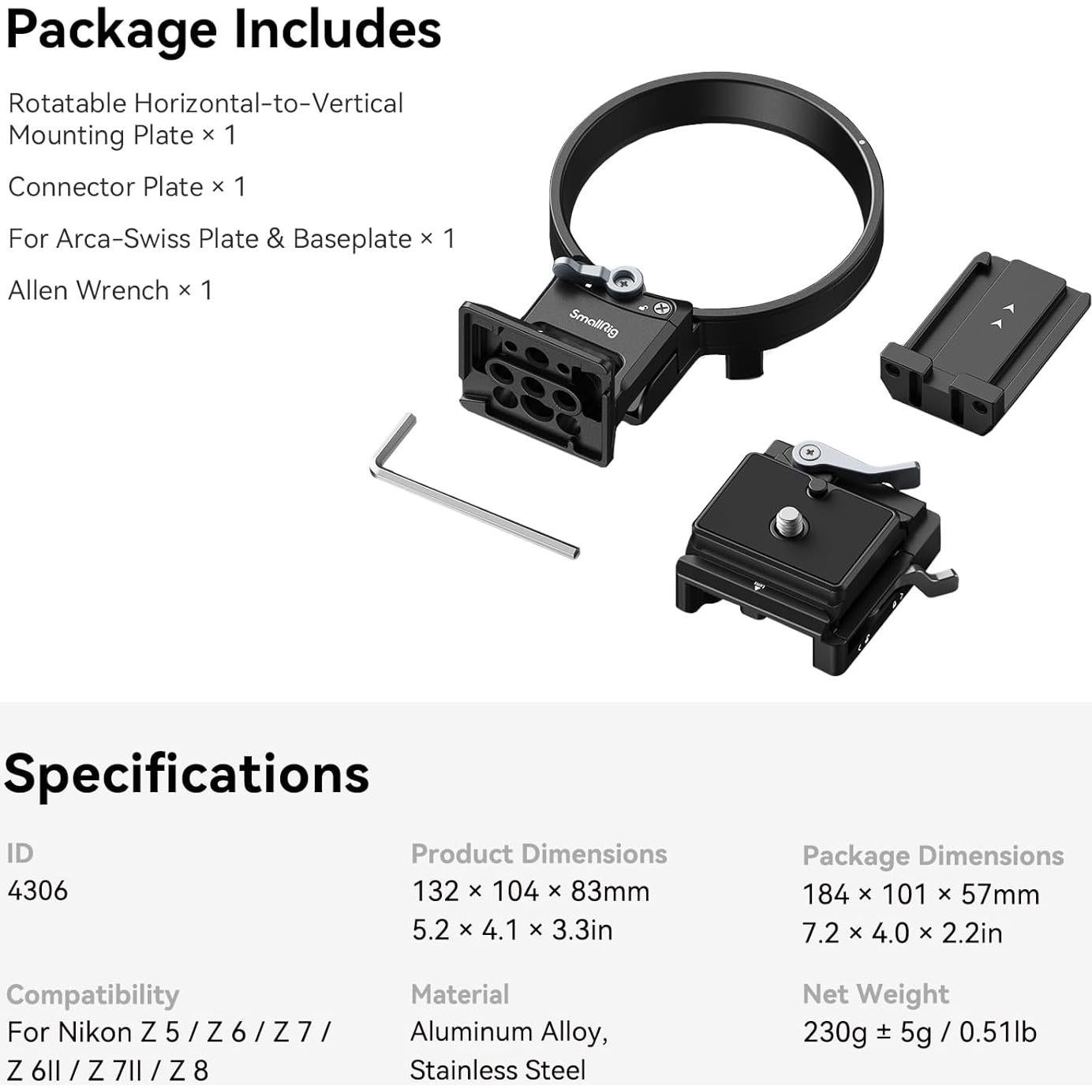 Placa de Montaje Rotatable SmallRig 4306 para Nikon Z