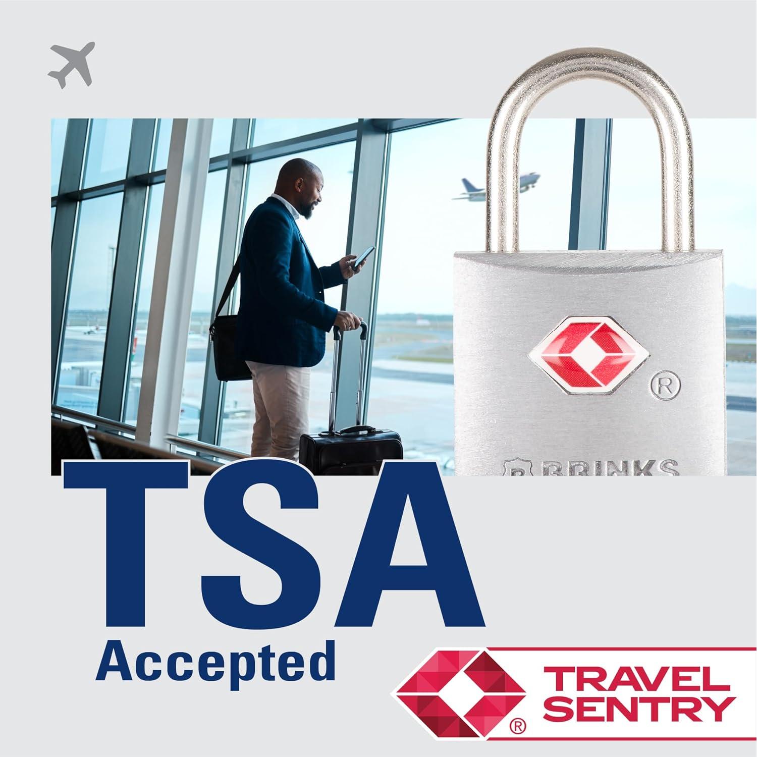 Candado TSA BRINKS 22mm Aluminio Niquelado Paquete de 2