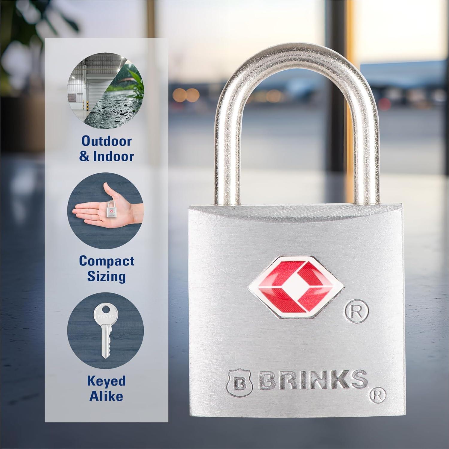 Candado TSA BRINKS 22mm Aluminio Niquelado Paquete de 2
