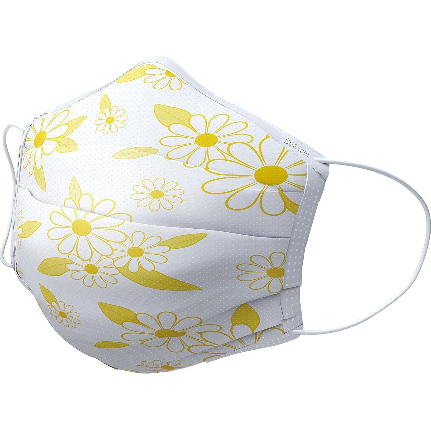 Mascarillas Faciales BeeSure BE2330 Florales Amarillo (50 Pzas)