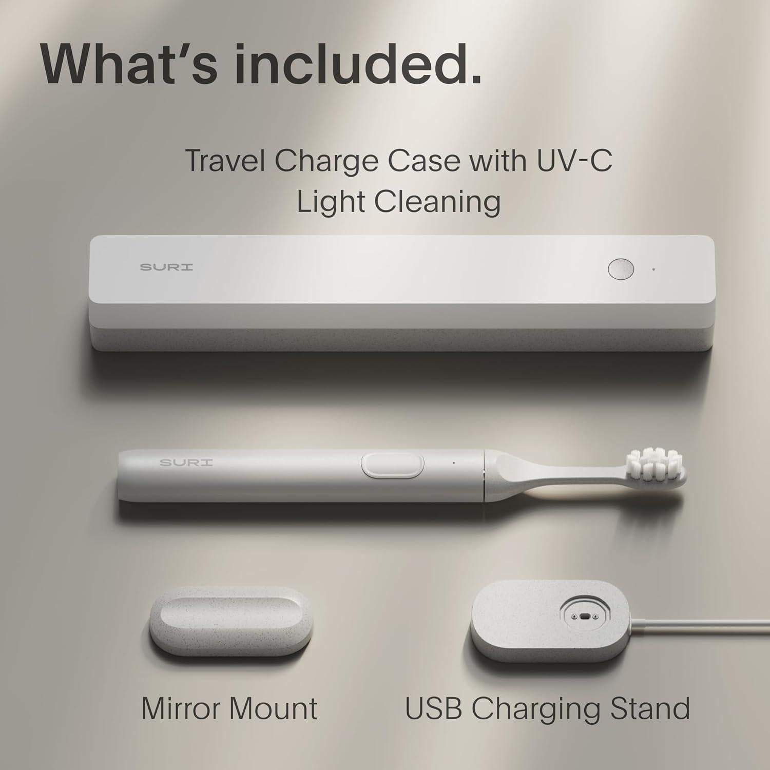 Cepillo de Dientes Eléctrico SURI S1 con Estuche UV - Blanco