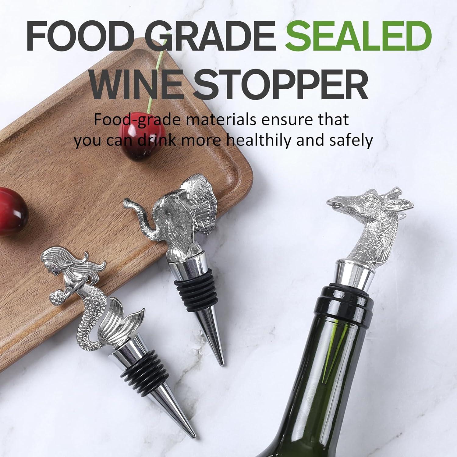 Tapones de vino Jirafa de silicona reutilizables - Set de 2