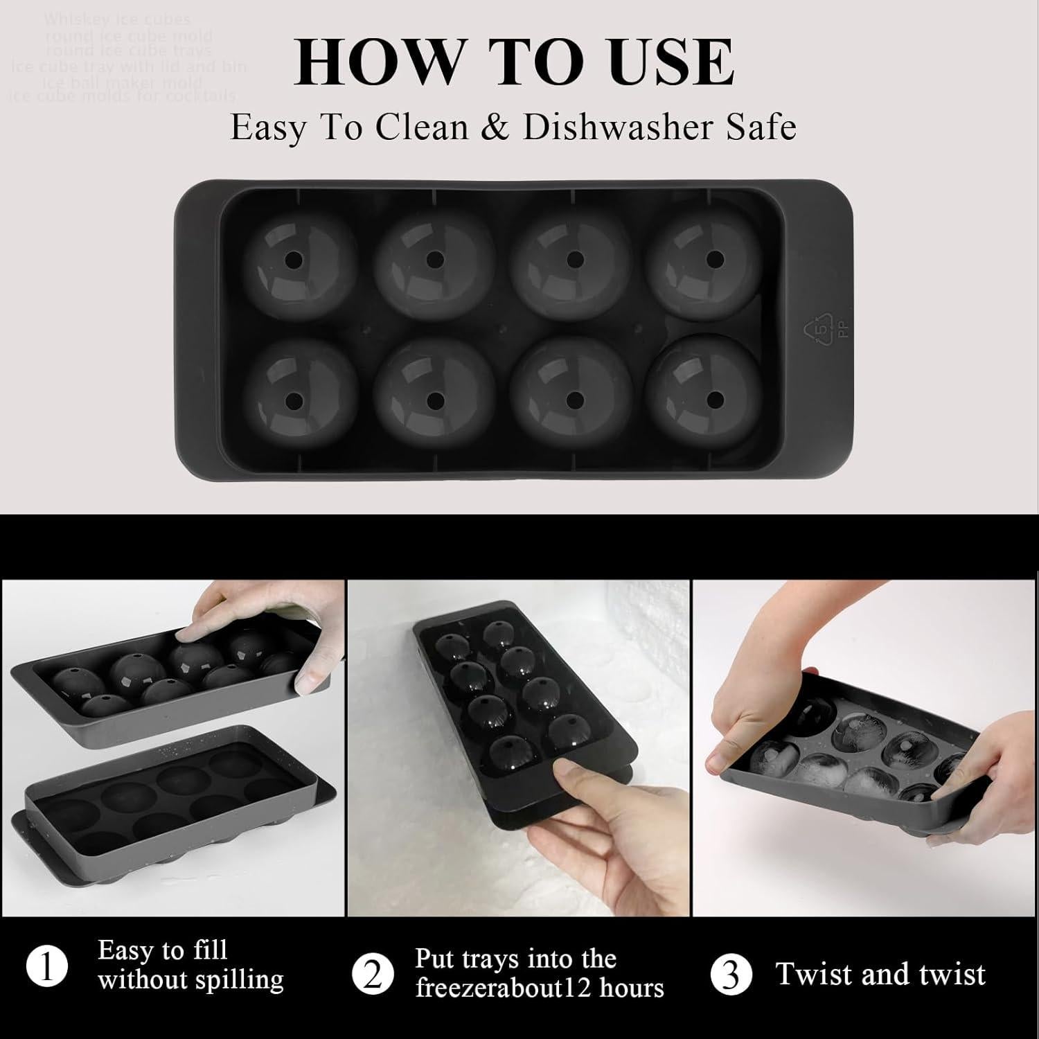 Molde de Cubos de Hielo Redondos AIBIRUI - 2 Bandejas, 16 Esferas