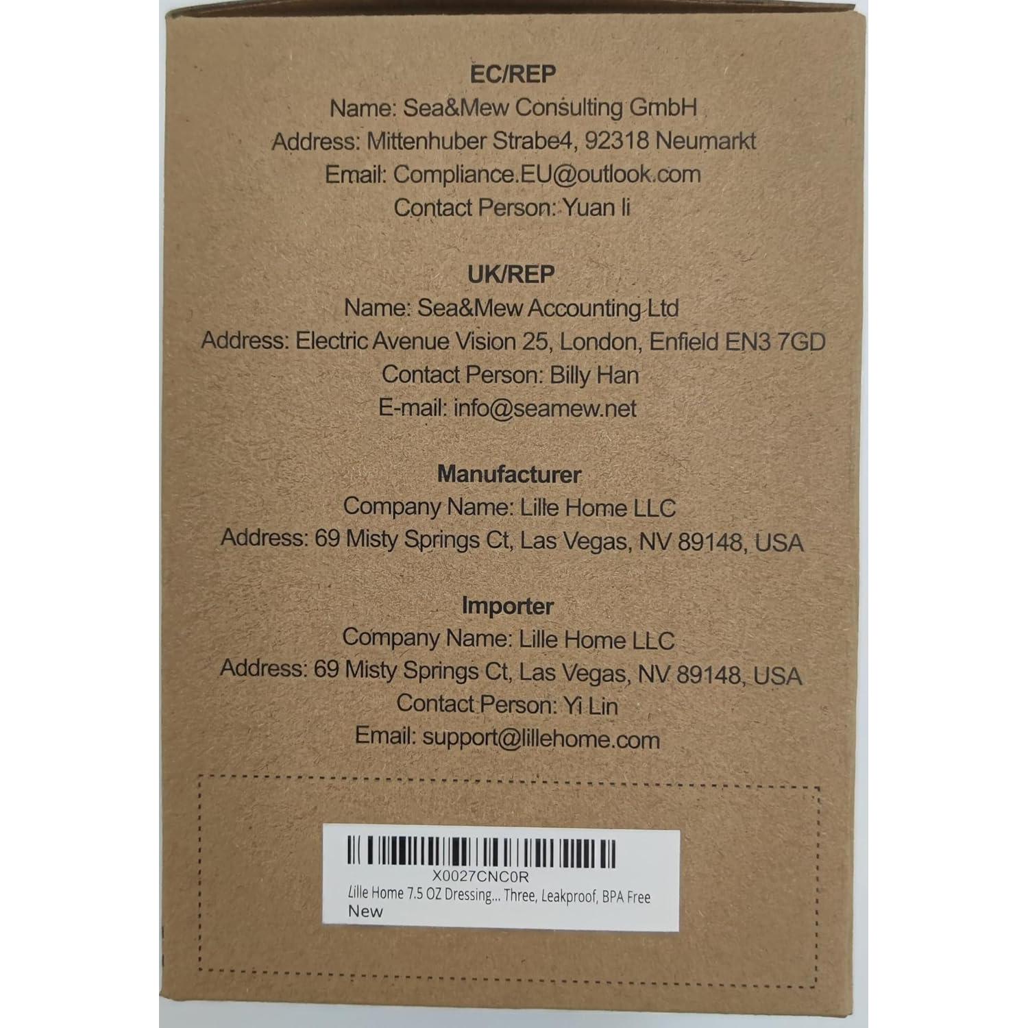 Contenedor de Aderezo Lille Home Acero Inoxidable 221.6 ml - Juego de 3