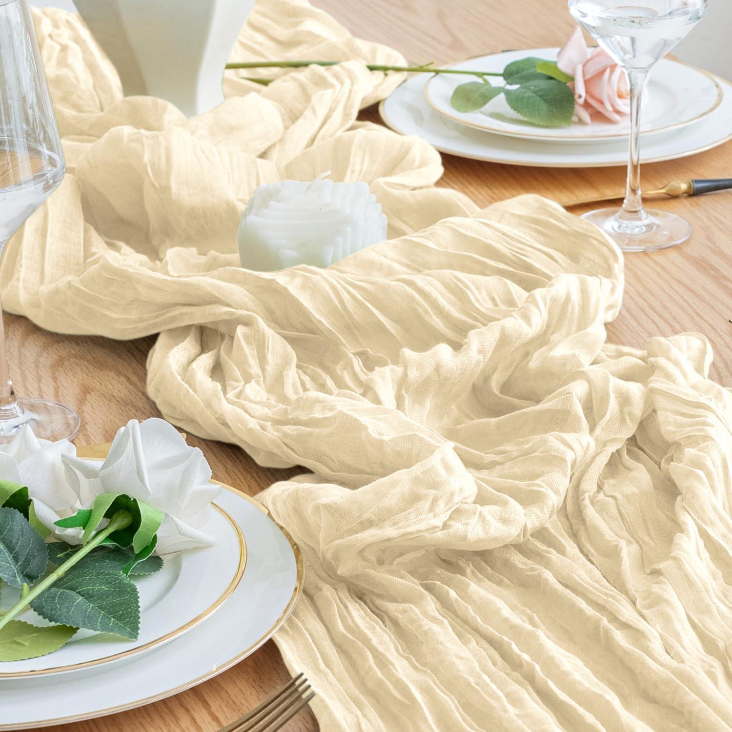 Camino de Mesa Gasa Beige 3M Xiomot para Bodas y Fiestas