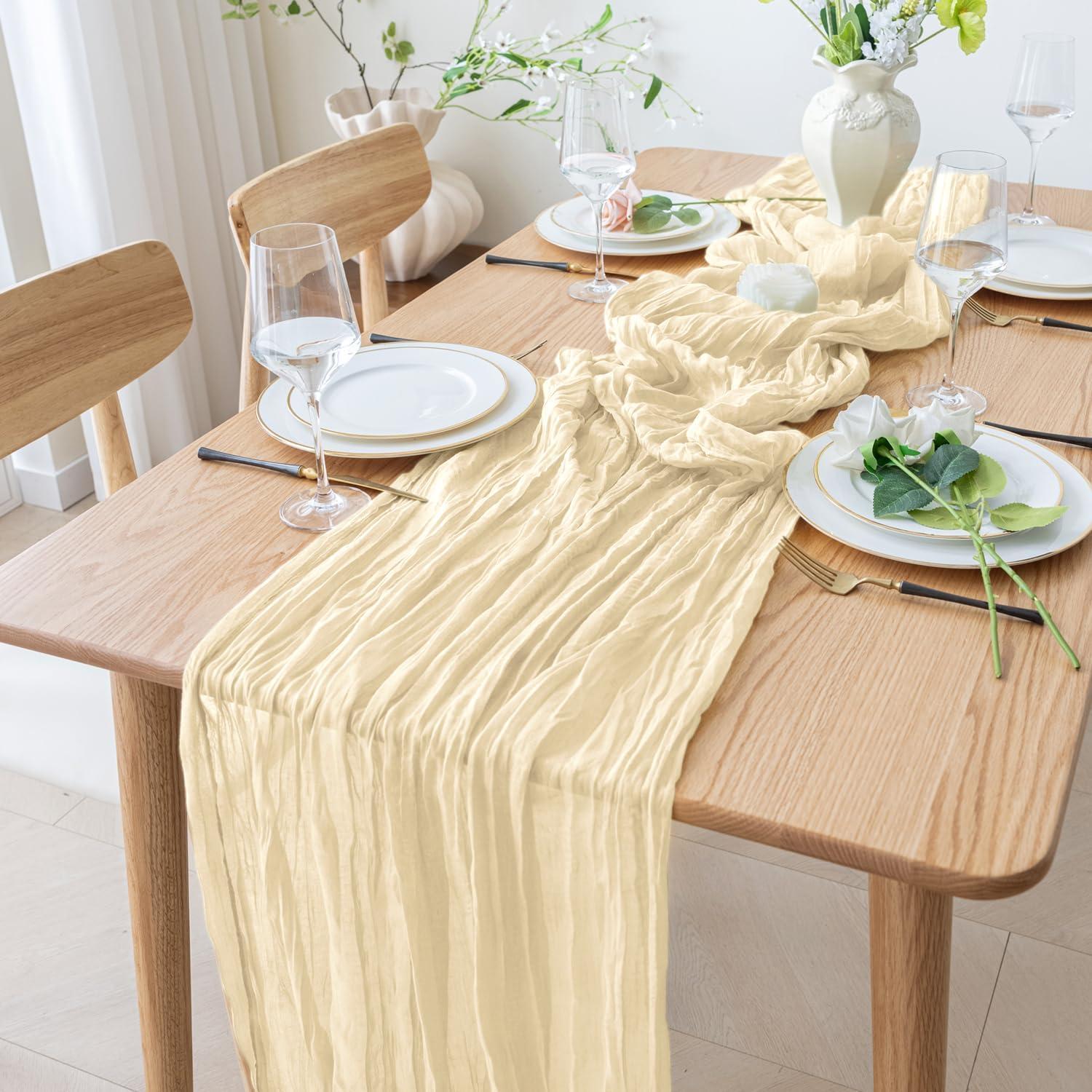 Camino de Mesa Gasa Beige 3M Xiomot para Bodas y Fiestas