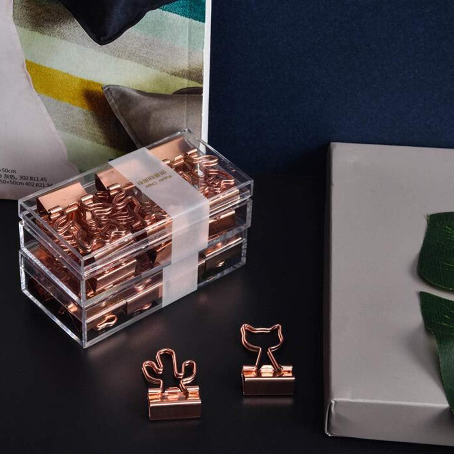 Clip de Binder Cactus Supfoxer en Oro Rosa - 12 Piezas