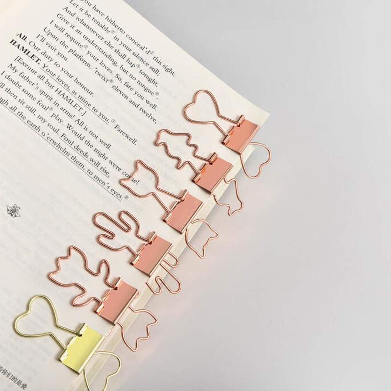 Clip de Binder Cactus Supfoxer en Oro Rosa - 12 Piezas