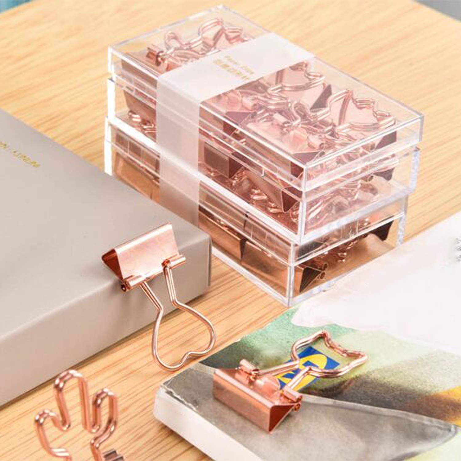 Clip de Binder Cactus Supfoxer en Oro Rosa - 12 Piezas