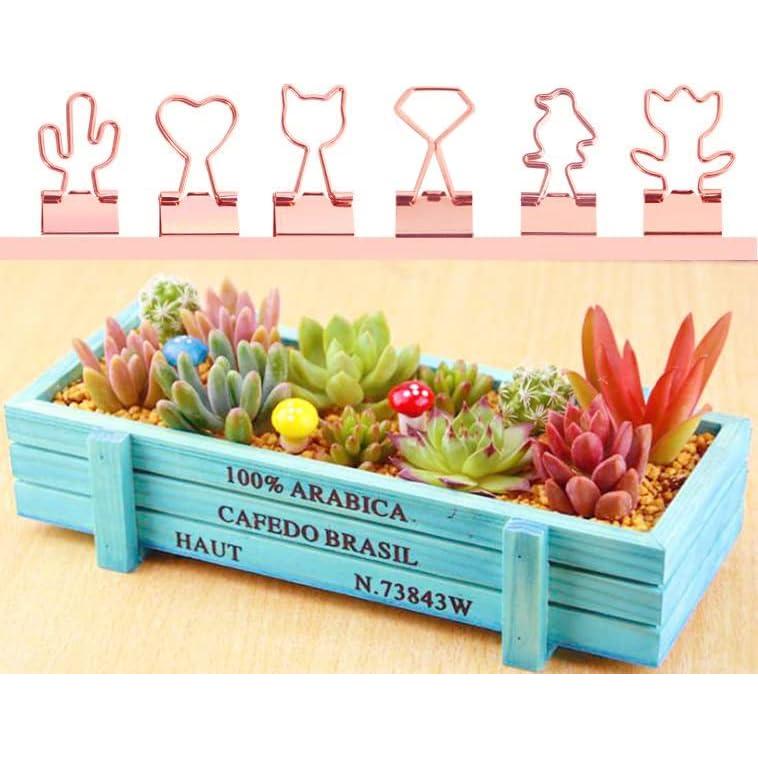 Clip de Binder Cactus Supfoxer en Oro Rosa - 12 Piezas