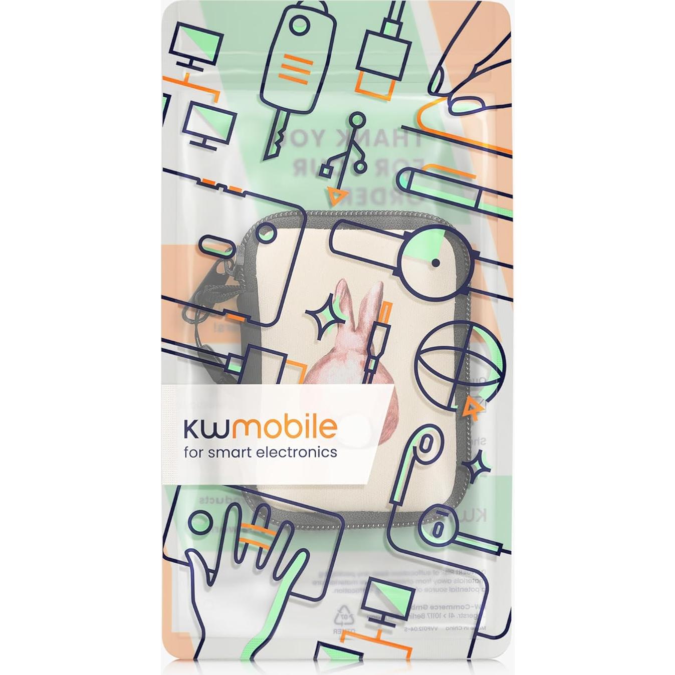 Funda de Neopreno kwmobile para Auriculares In-Ear - Cola de Conejo